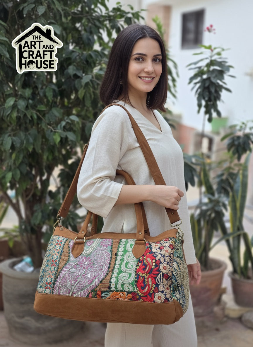Duffle bag luggage bag patchwork handmade embroidery