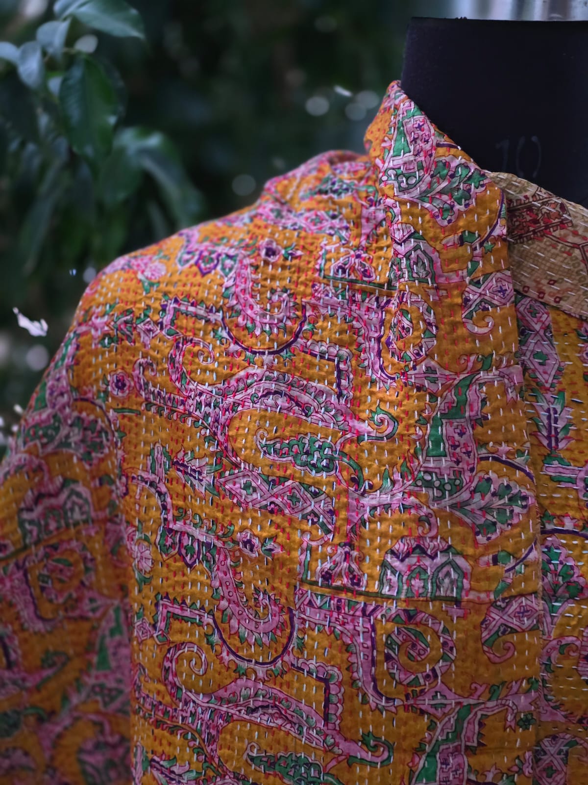 Silk scarf reversible Kantha handmade