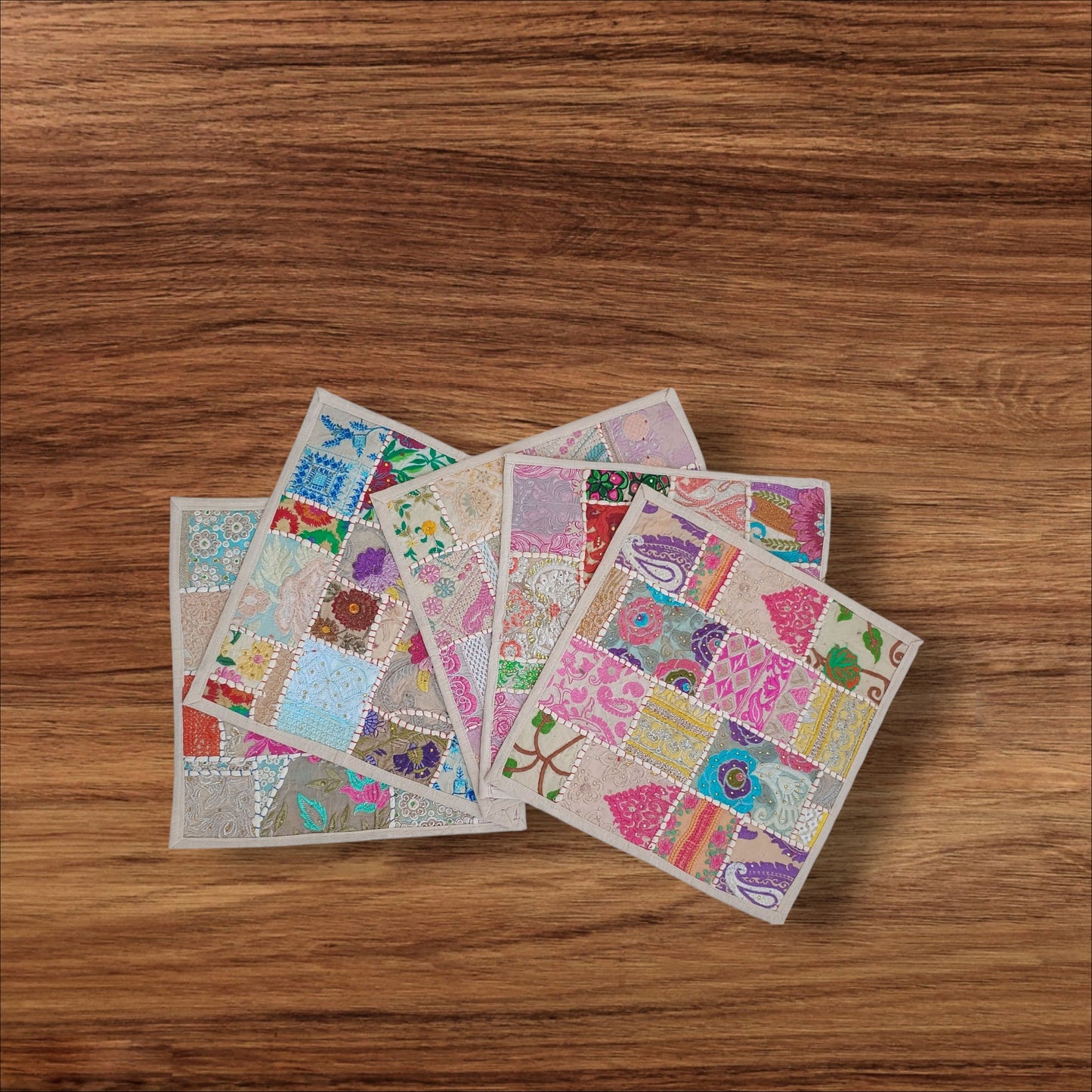 White colour Cushion cover patchwork set of 5 piece