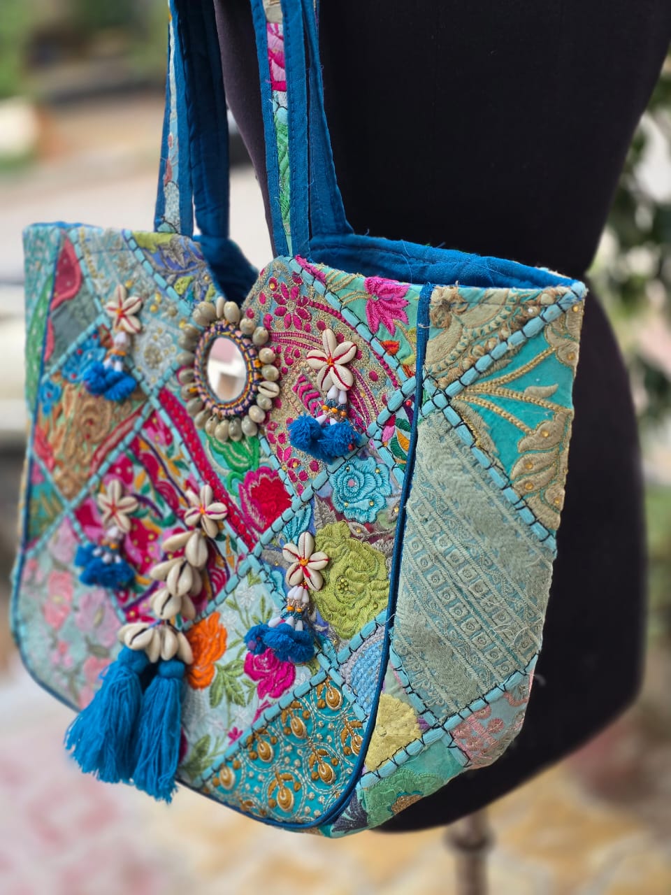 Banjara shoulder bag handmade tassels bag Patch Work