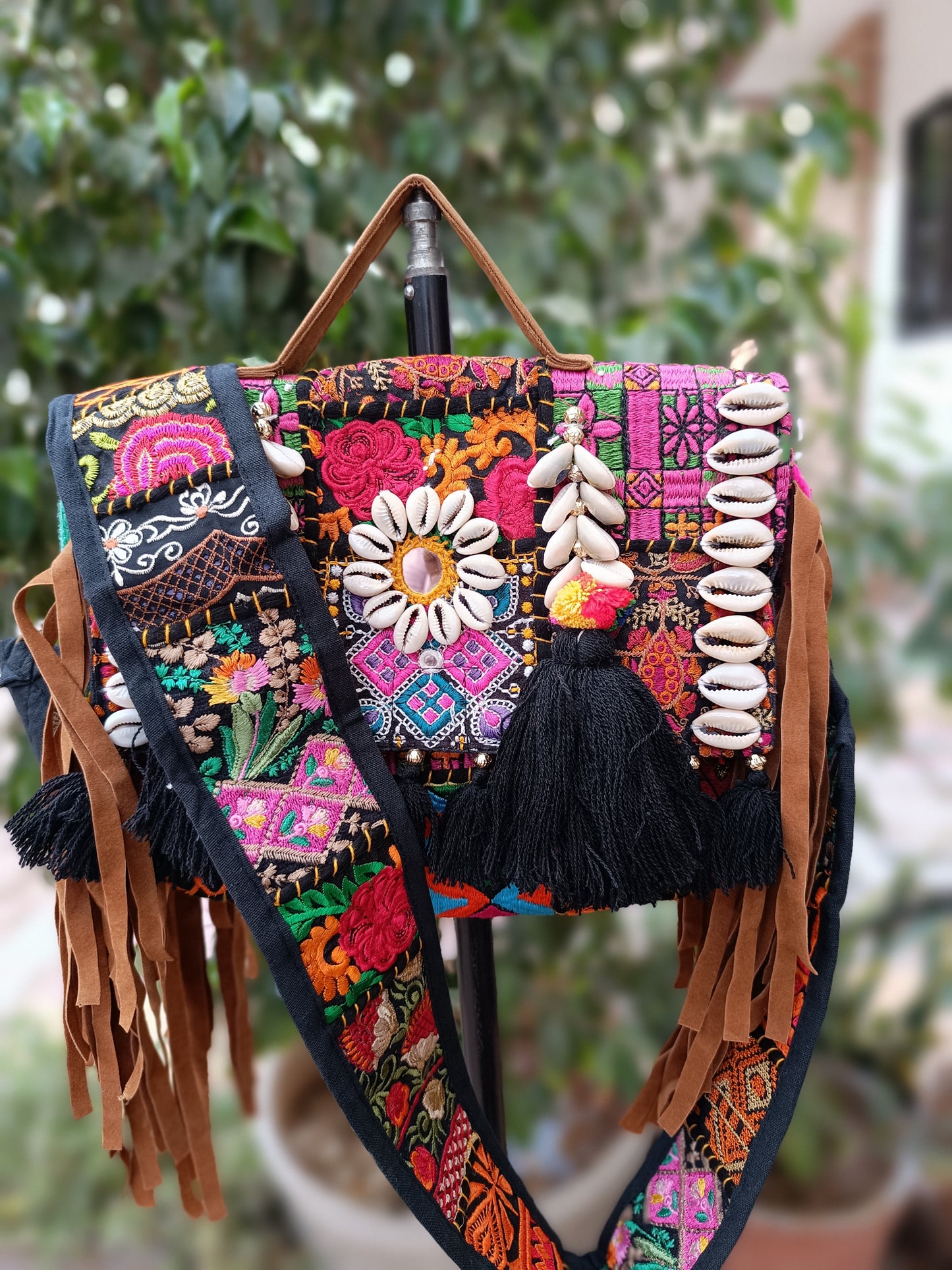 Banjara bag sling bag fringes bag black colour