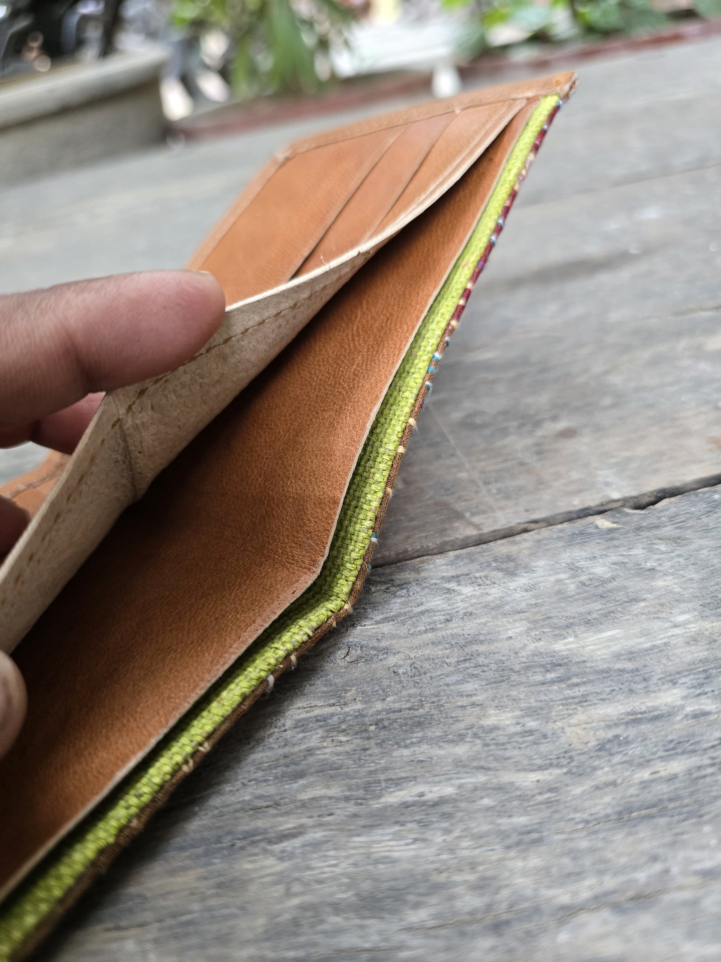 Leather wallet for men genuine leather handmade Kantha