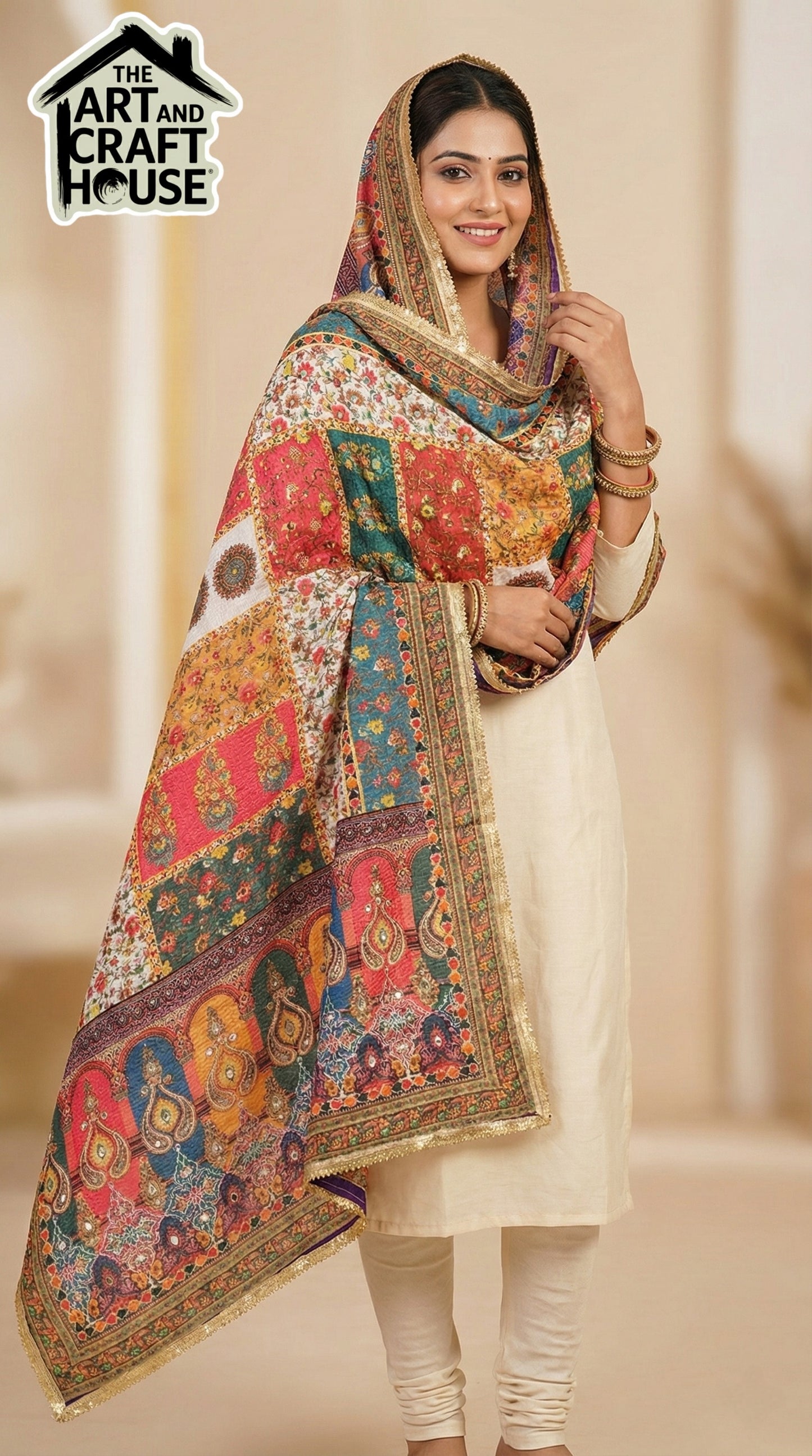 Dupatta multi colour shawl designer  everyday traditional