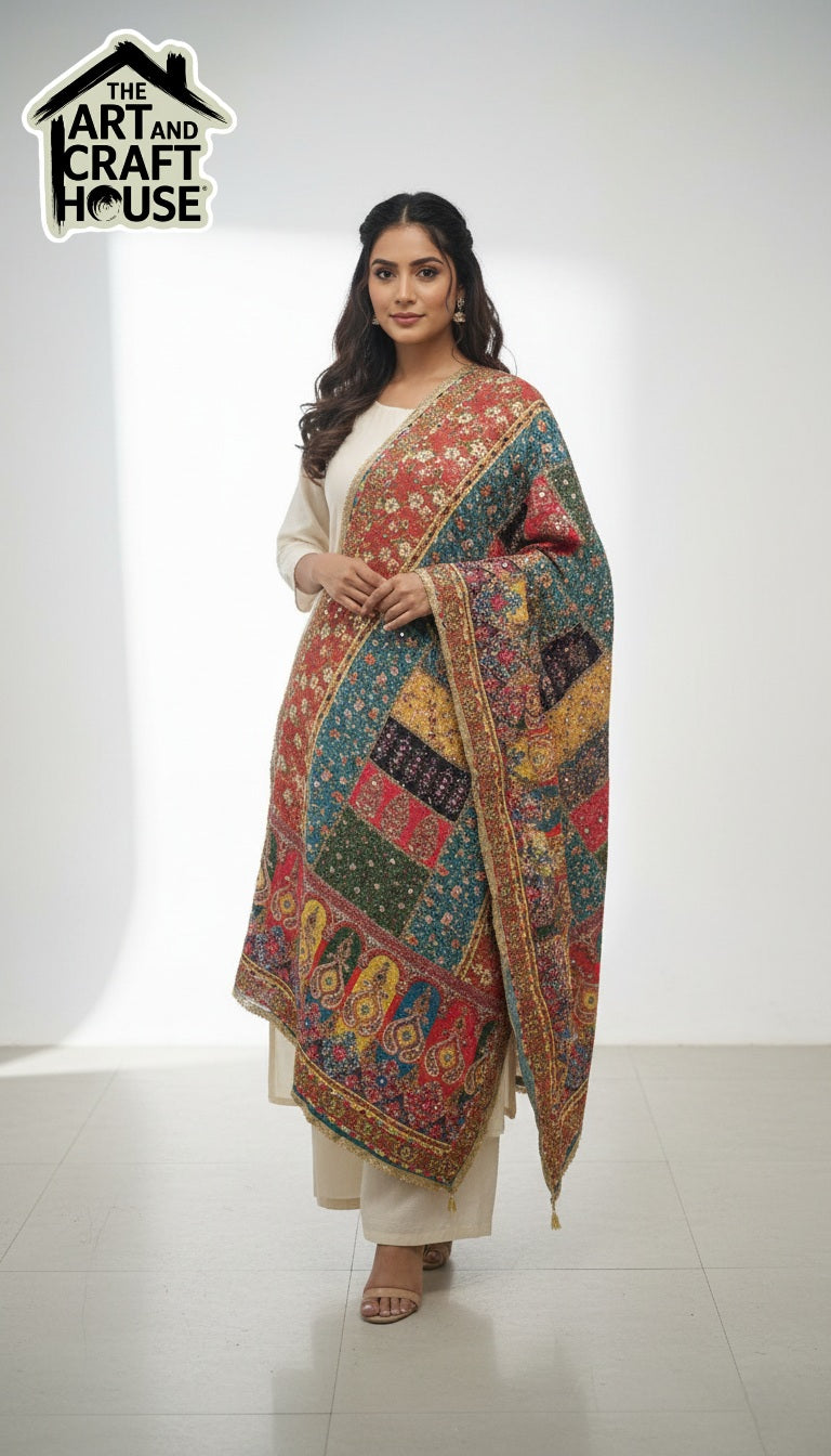 Dupatta multi colour shawl designer  everyday traditional