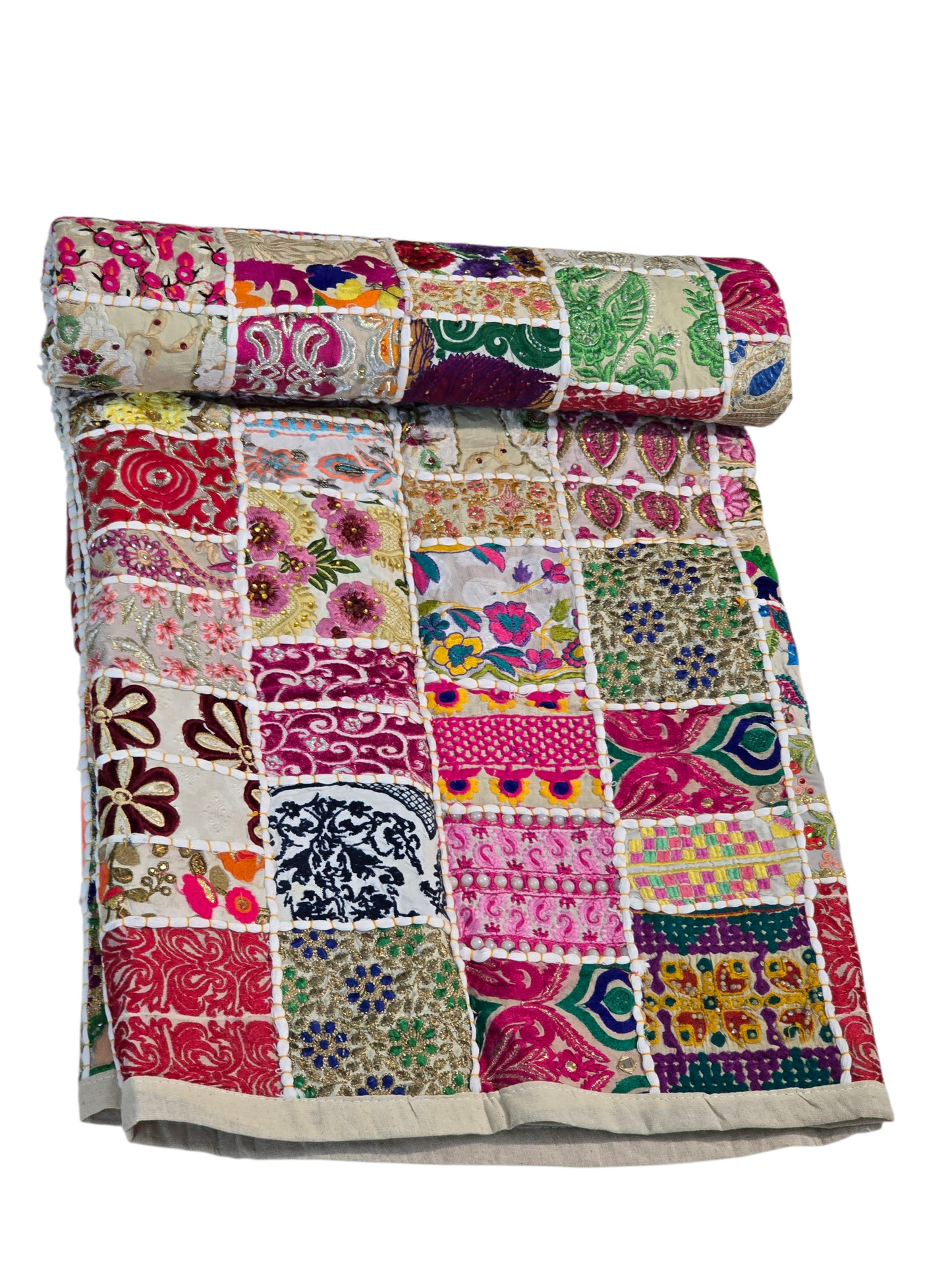 Bed Cover handmade patchwork single bed embroidery