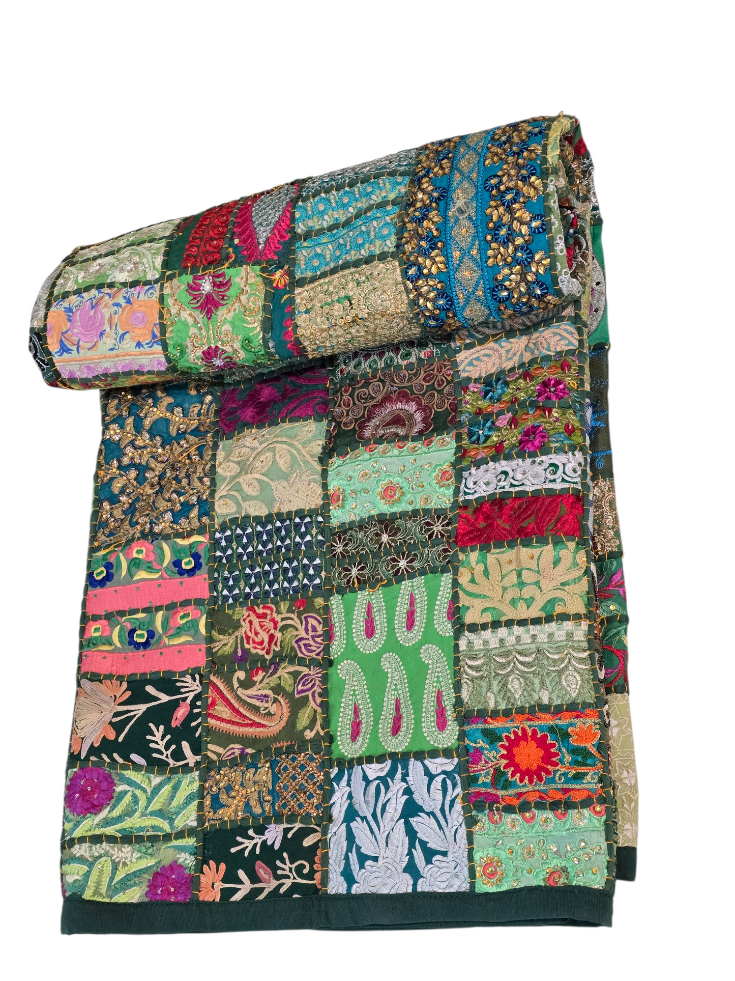 Bed Cover handmade patchwork single bed embroidery