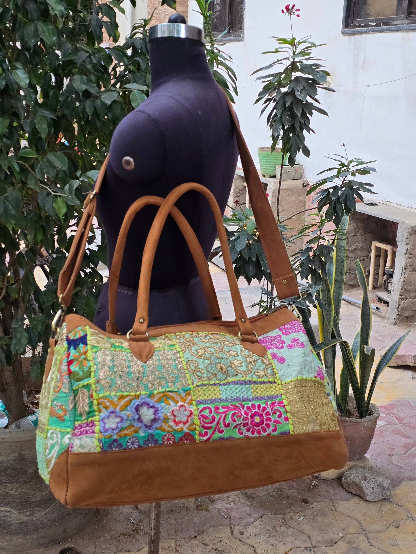 Duffle bag luggage bag patchwork handmade embroidery