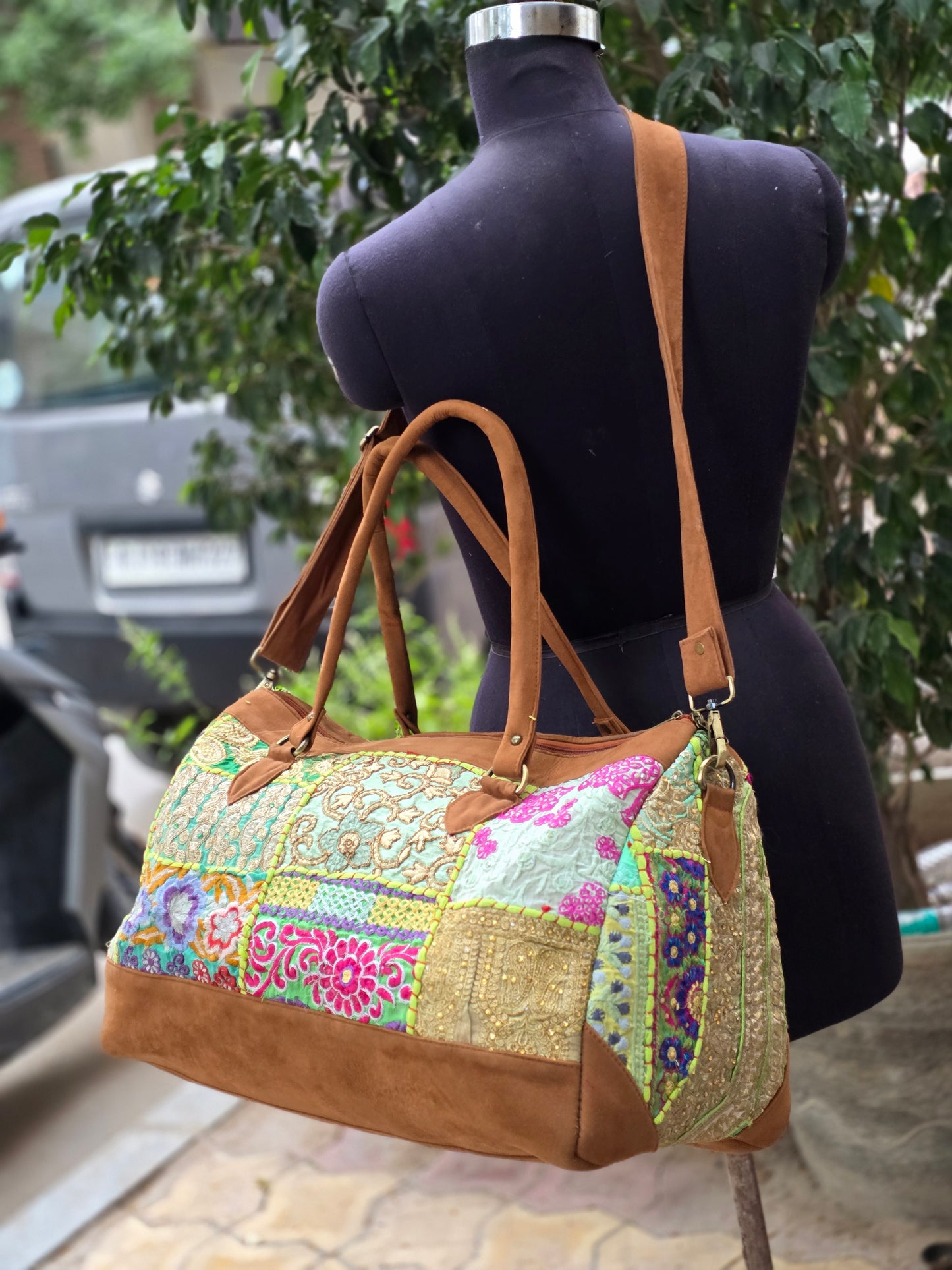 Duffle bag luggage bag patchwork handmade embroidery