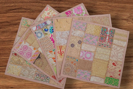 Beige colour Cushion cover patchwork set of 5 piece