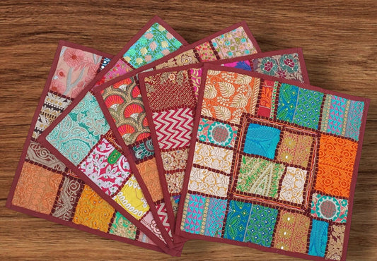 Maroon colour Cushion cover patchwork set of 5 piece