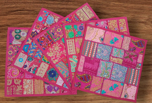 Pink colour Cushion cover patchwork set of 5 piece