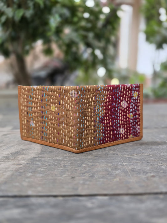 Leather wallet for men genuine leather handmade Kantha