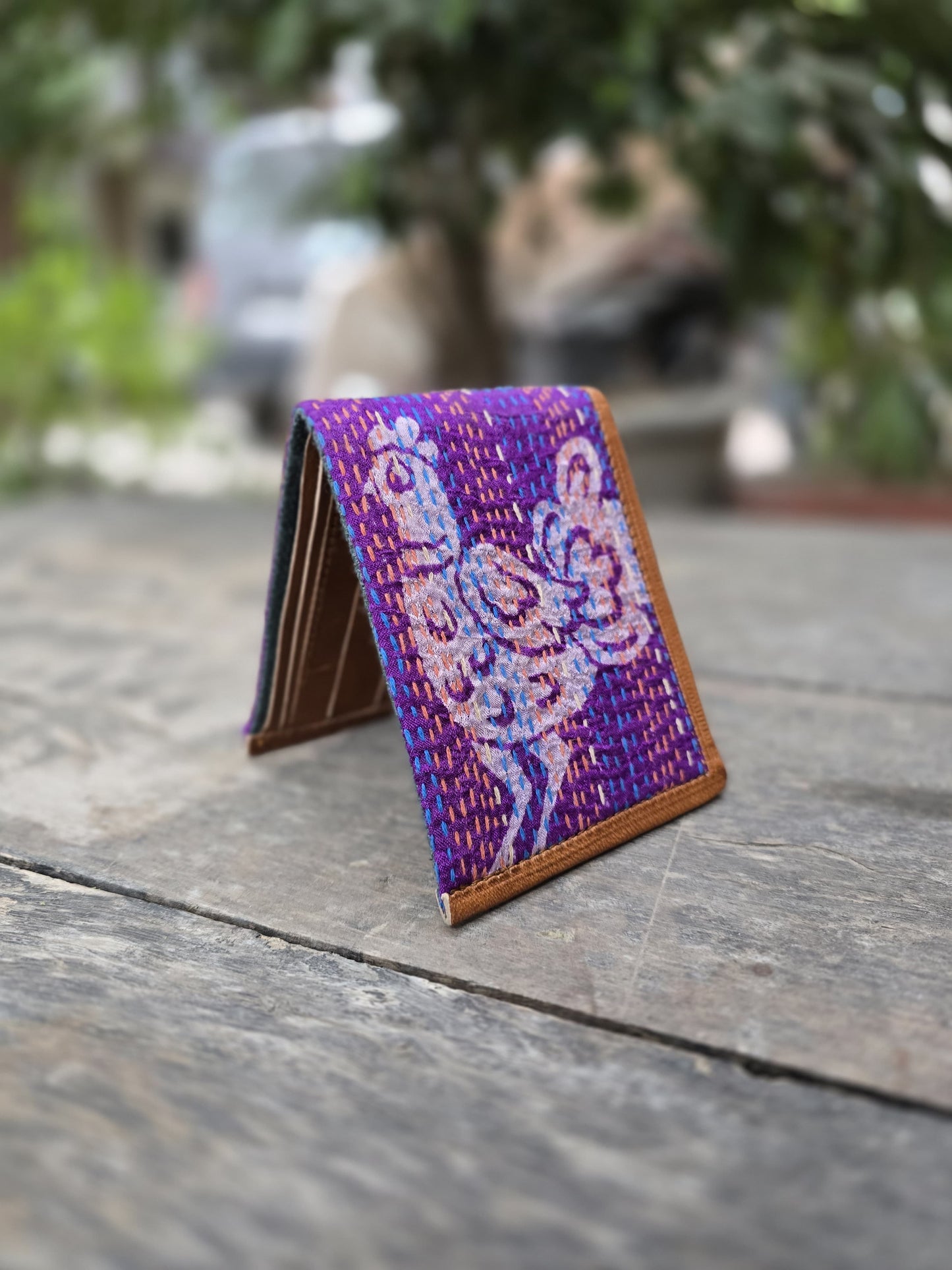 Leather wallet for men genuine leather handmade Kantha