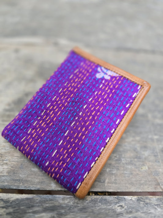 Leather wallet for men genuine leather handmade Kantha