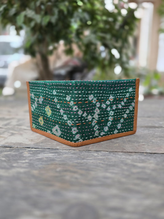 Leather wallet for men genuine leather handmade Kantha