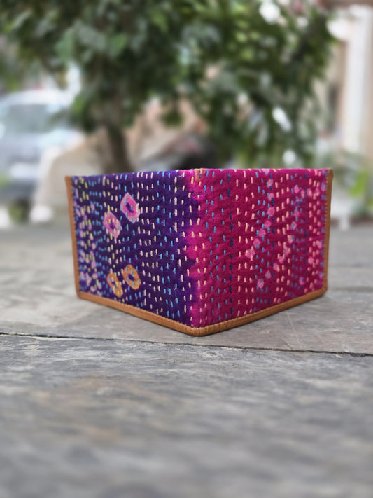 Leather wallet for men genuine leather handmade Kantha