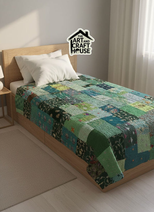 Kantha handmade patch work single bed handmade embroidery
