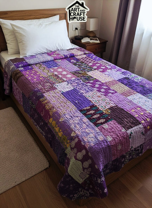 Kantha handmade patch work single bed handmade embroidery