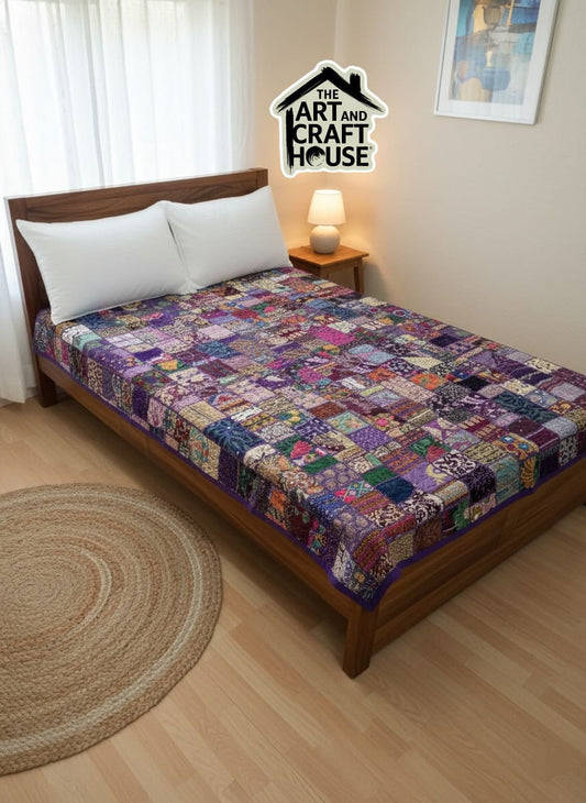Bed Cover handmade patchwork single bed embroidery