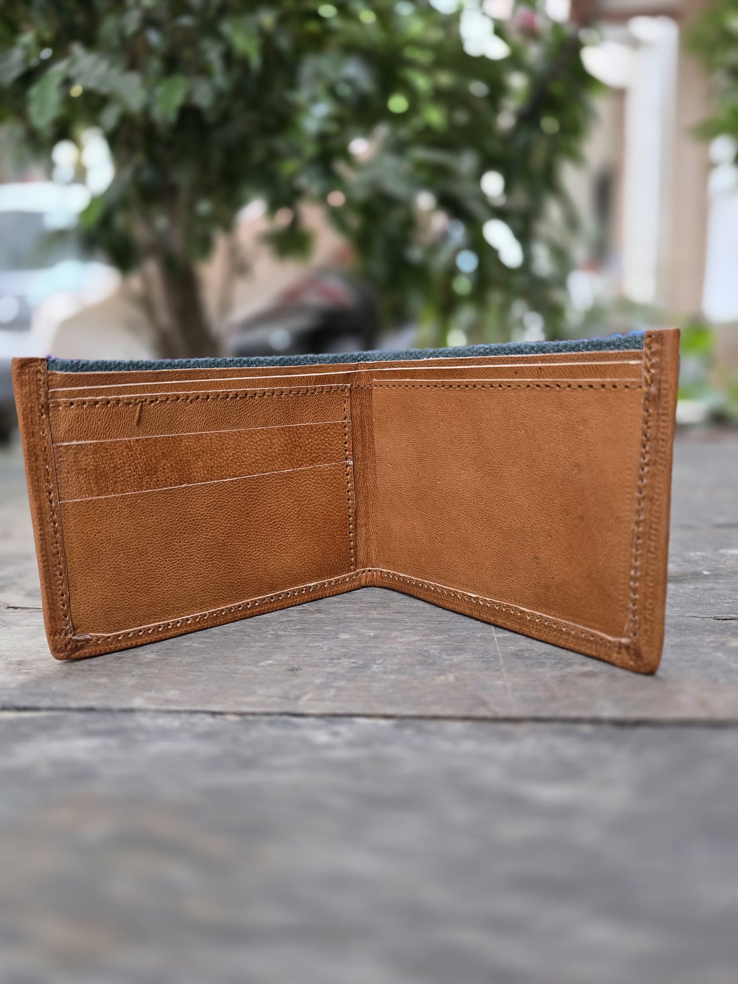 Leather wallet for men genuine leather handmade Kantha