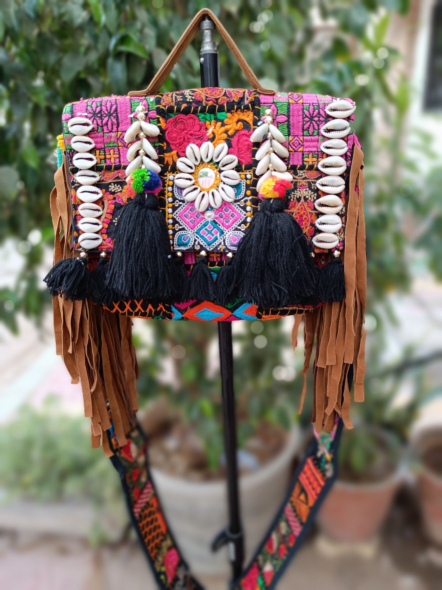 Banjara bag sling bag fringes bag black colour